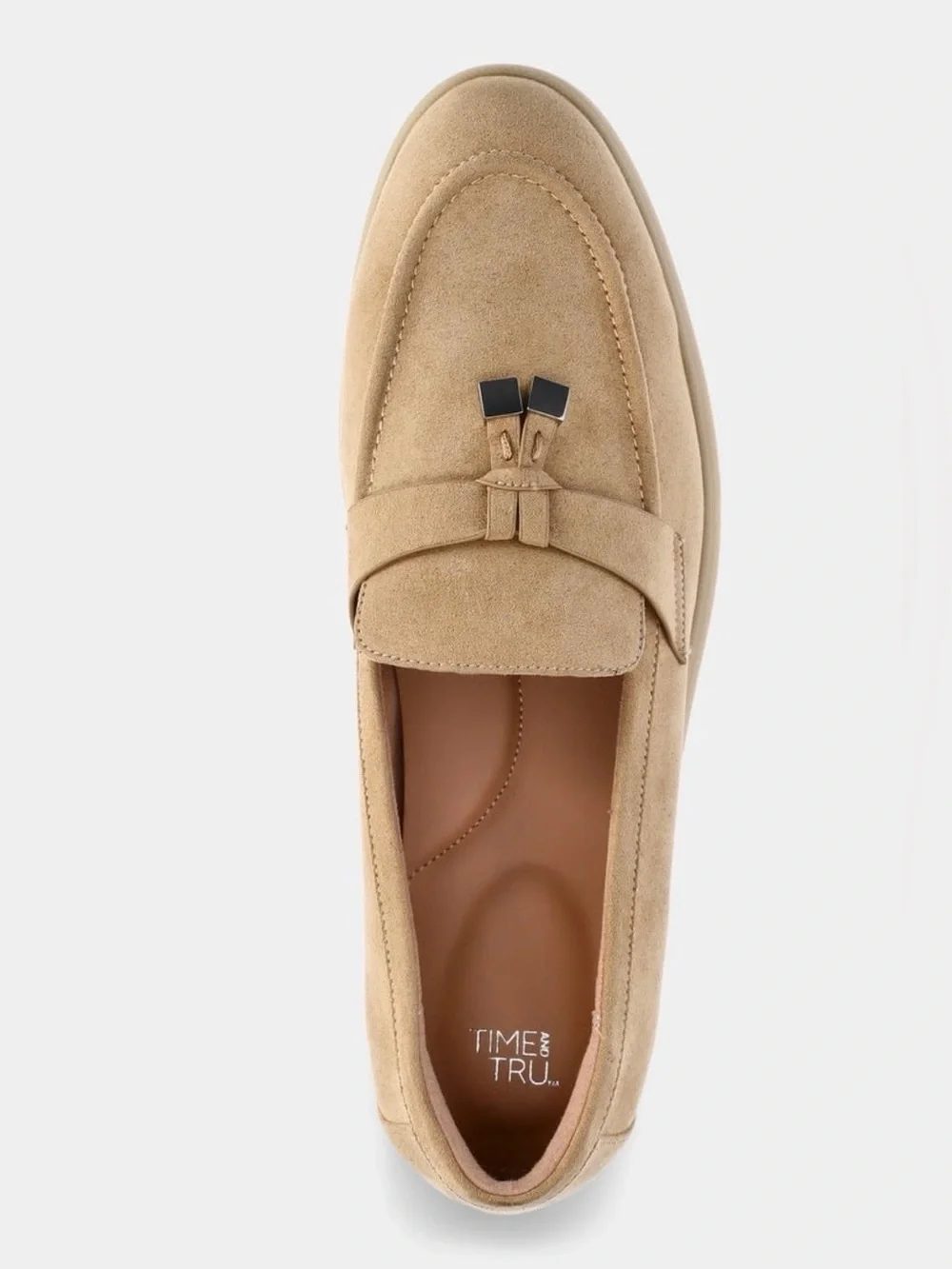 New Time and Tru Women's Faux Suede Comfort Loafers SlipOn Flats Tan Size 10 NWT